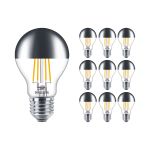 Mehrfachpackung 10x Philips Classic LED Glühbirne E27 Birne Spiegel 7.2W 650lm - 827 Extra Warmweiß | Dimmbar - Ersatz für 60W