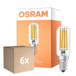 Mehrfachpackung 6x Osram LED Special E14 Tubular Glühbirne T26 Fadenlampe Klar 6.5W 730lm - 827 Extra Warmweiß | Dimmbar - Ersatz Für 55W