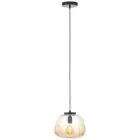 Brilliant Kaizen Pendelleuchte Glas Pendelleuchte Metall Schwarz Beige | 250mm - Geeignet für 1x E27