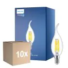 Mehrfachpackung 10x Philips MASTER LED E14 Gebogen-tip Kerze Fadenlampe Klar 3.4W 470lm - 922-927 Dim To Warm | Höchste Farbwiedergabe - Dimmbar - Ersatz Für 40W